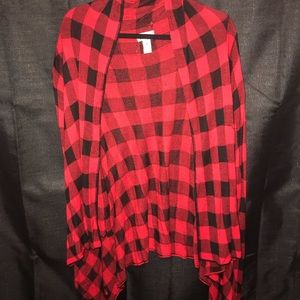 Plaid high low cardigan